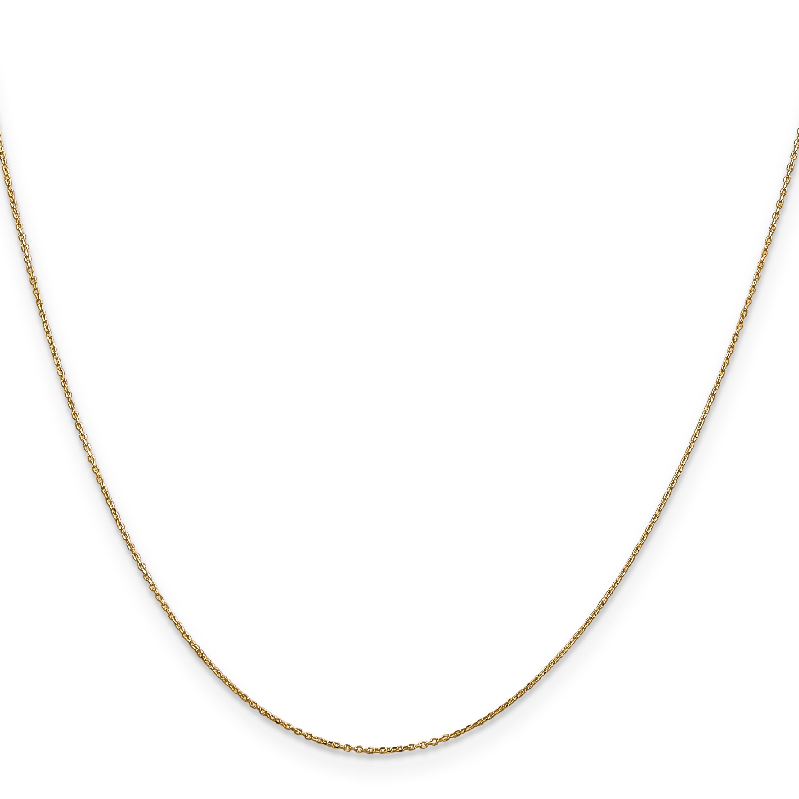 14K Yellow Gold 18 Inch .6mm Diamond-Cut Round Open Link Cable With Spring Ring Clasp Chain Necklace