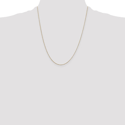 14K Yellow Gold 22 Inch .6mm Diamond-Cut Round Open Link Cable With Spring Ring Clasp Chain Necklace