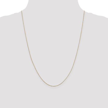 14K Yellow Gold 24 Inch .6mm Diamond-Cut Round Open Link Cable With Spring Ring Clasp Chain Necklace