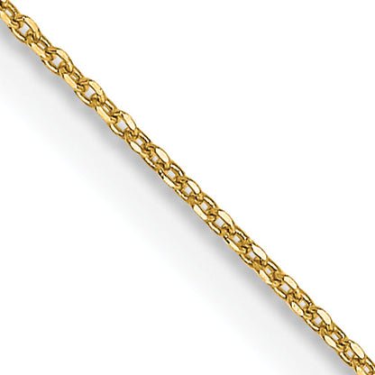 14K Yellow Gold 18 Inch .6mm Diamond-Cut Round Open Link Cable With Spring Ring Clasp Chain Necklace