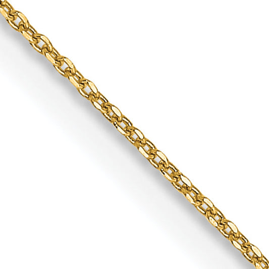 14K Yellow Gold 22 Inch .6mm Diamond-Cut Round Open Link Cable With Spring Ring Clasp Chain Necklace