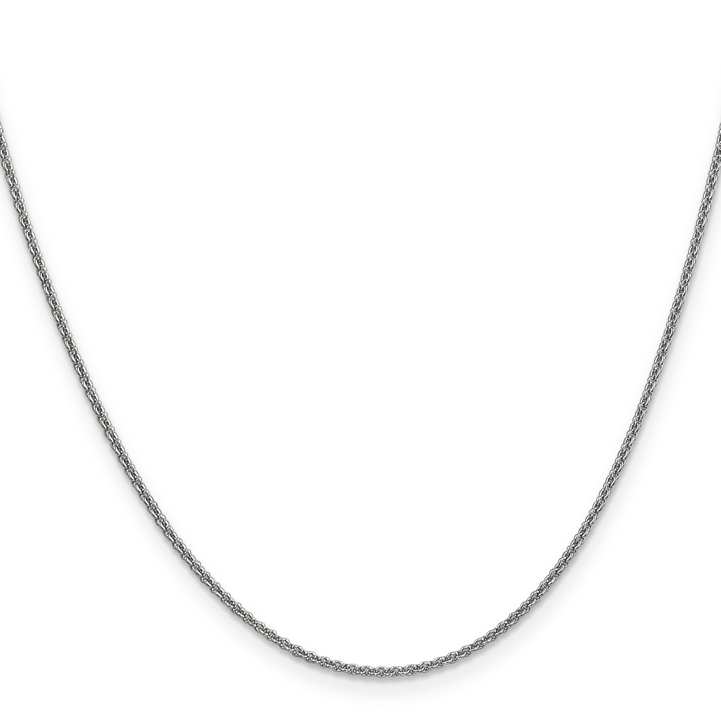 14K White Gold 22 Inch 1.4mm Round Open Link Cable With Lobster Clasp Chain Necklace