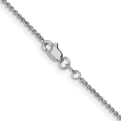 14K White Gold 18 Inch 1.4mm Round Open Link Cable With Lobster Clasp Chain Necklace