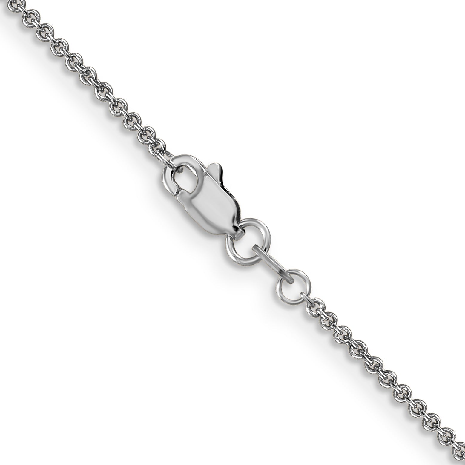 14K White Gold 26 Inch 1.4mm Round Open Link Cable With Lobster Clasp Chain Necklace