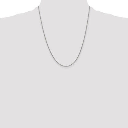 14K White Gold 22 Inch 1.4mm Round Open Link Cable With Lobster Clasp Chain Necklace