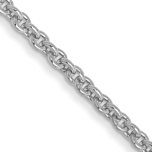 14K White Gold 20 Inch 1.4mm Round Open Link Cable With Lobster Clasp Chain Necklace