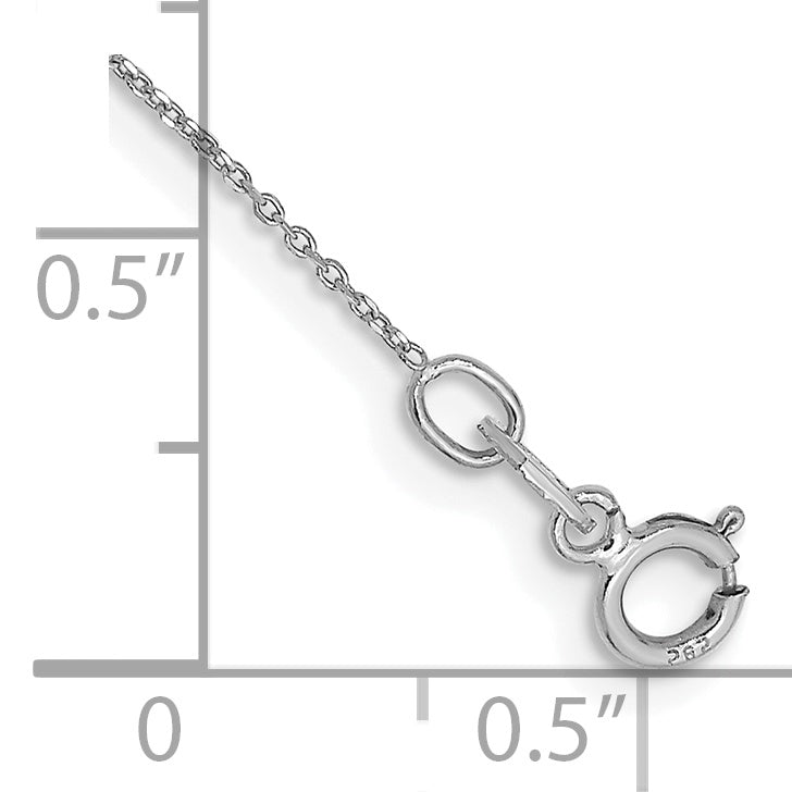 14K White Gold 10 Inch .6mm Diamond-Cut Round Open Link Cable With Spring Ring Clasp Anklet