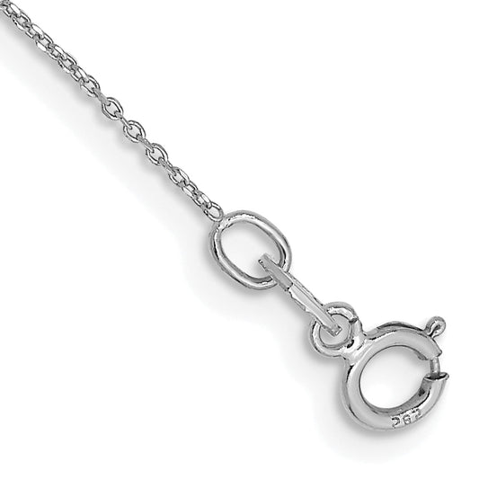 14K White Gold 10 Inch .6mm Diamond-Cut Round Open Link Cable With Spring Ring Clasp Anklet
