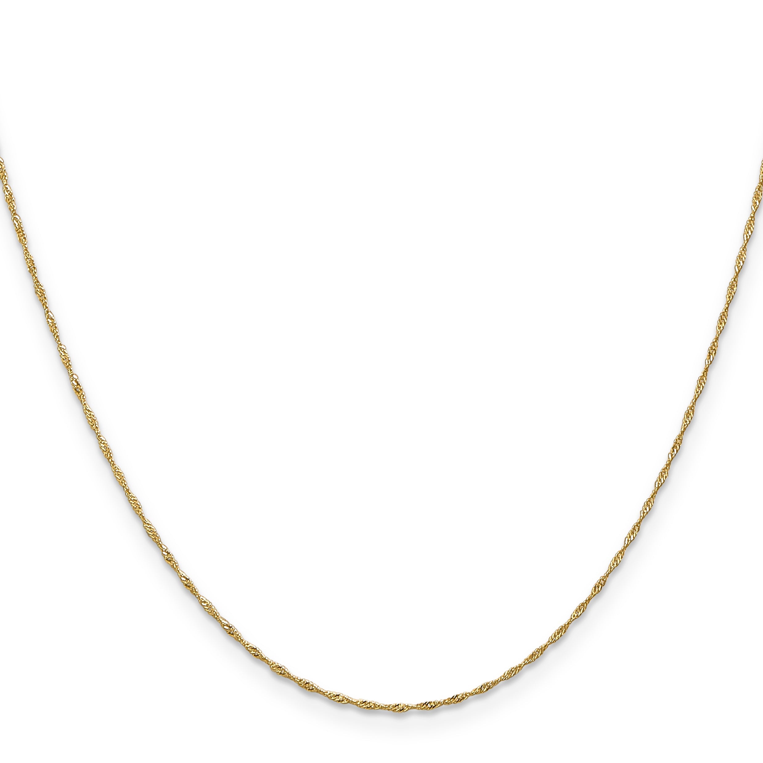 14K Yellow Gold 22 Inch 1mm Singapore With Spring Ring Clasp Chain Necklace