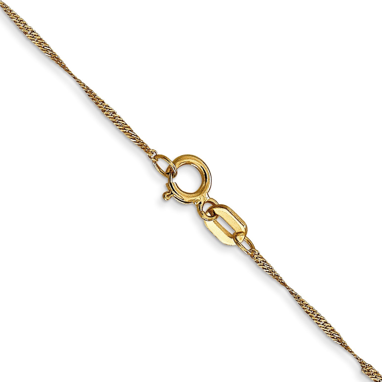 14K Yellow Gold 14 Inch 1mm Singapore With Spring Ring Clasp Chain Necklace