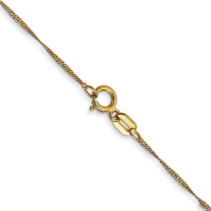 14K Yellow Gold 30 Inch 1mm Singapore With Spring Ring Clasp Chain Necklace