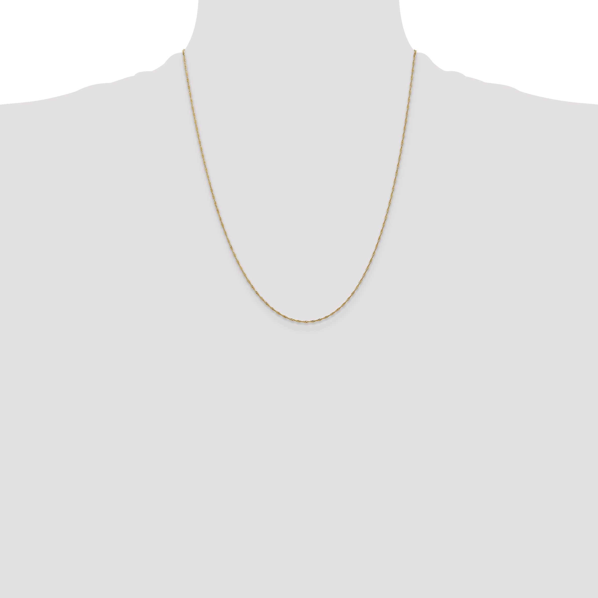 14K Yellow Gold 22 Inch 1mm Singapore With Spring Ring Clasp Chain Necklace