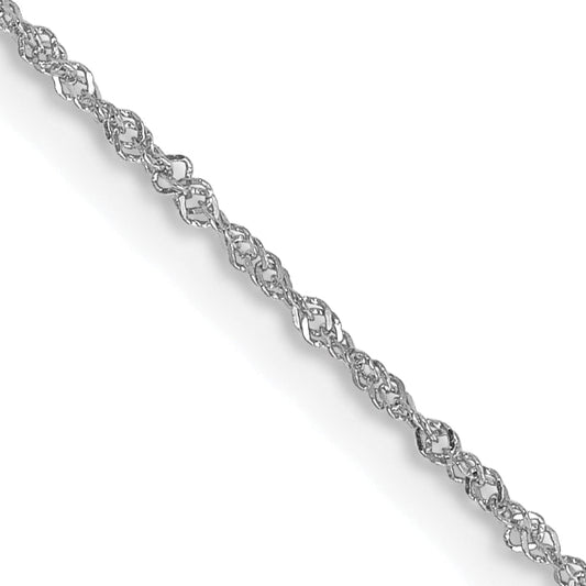 14K White Gold 20 Inch 1mm Singapore With Spring Ring Clasp Chain Necklace