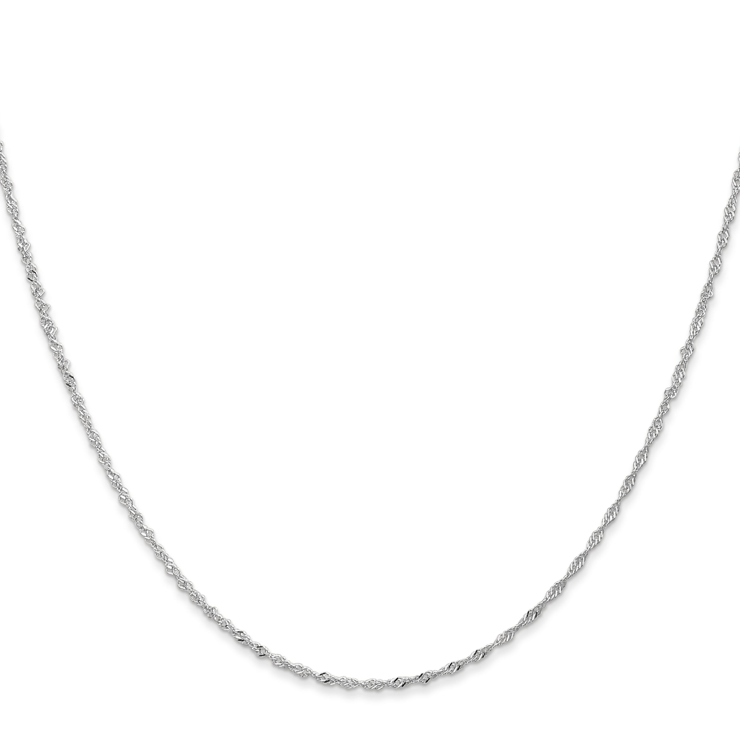 14K White Gold 14 Inch 1.10mm Singapore With Spring Ring Clasp Chain Necklace