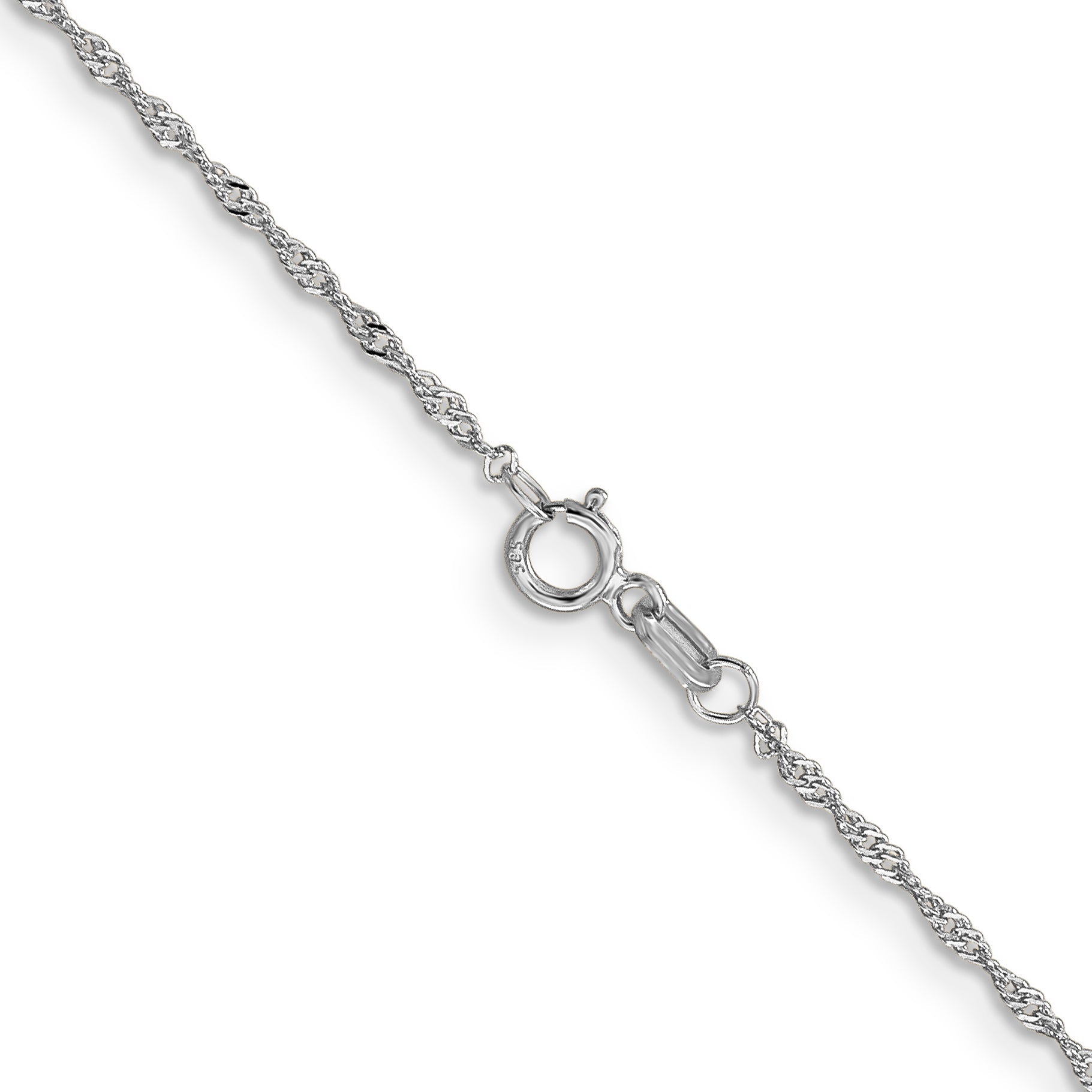 14K White Gold 14 Inch 1.10mm Singapore With Spring Ring Clasp Chain Necklace