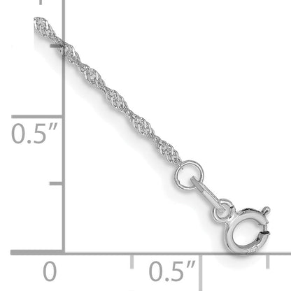 14K White Gold 10 Inch 1.10mm Singapore With Spring Ring Clasp Anklet