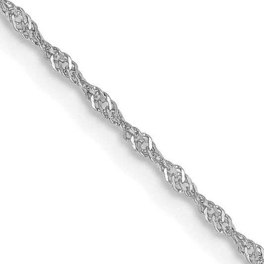 14K White Gold 22 Inch 1.10mm Singapore With Spring Ring Clasp Chain Necklace