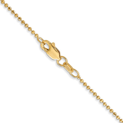 22 Inch 14K 1.2mm D/C Beaded Pendant Chain Necklace