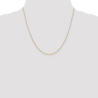 14K Yellow Gold 20 Inch 1.2mm Diamond-Cut Beaded With Lobter Clasp Pendant Chain Necklace