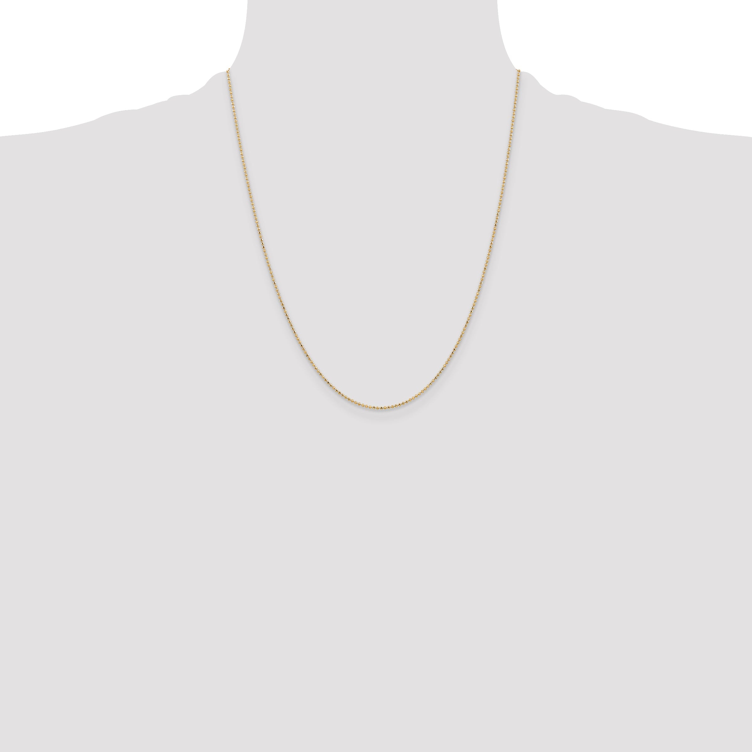 22 Inch 14K 1.2mm D/C Beaded Pendant Chain Necklace