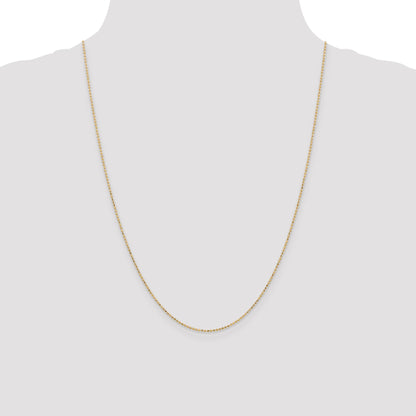 14K Yellow Gold 24 Inch 1.2mm Diamond-Cut Beaded With Lobter Clasp Pendant Chain Necklace