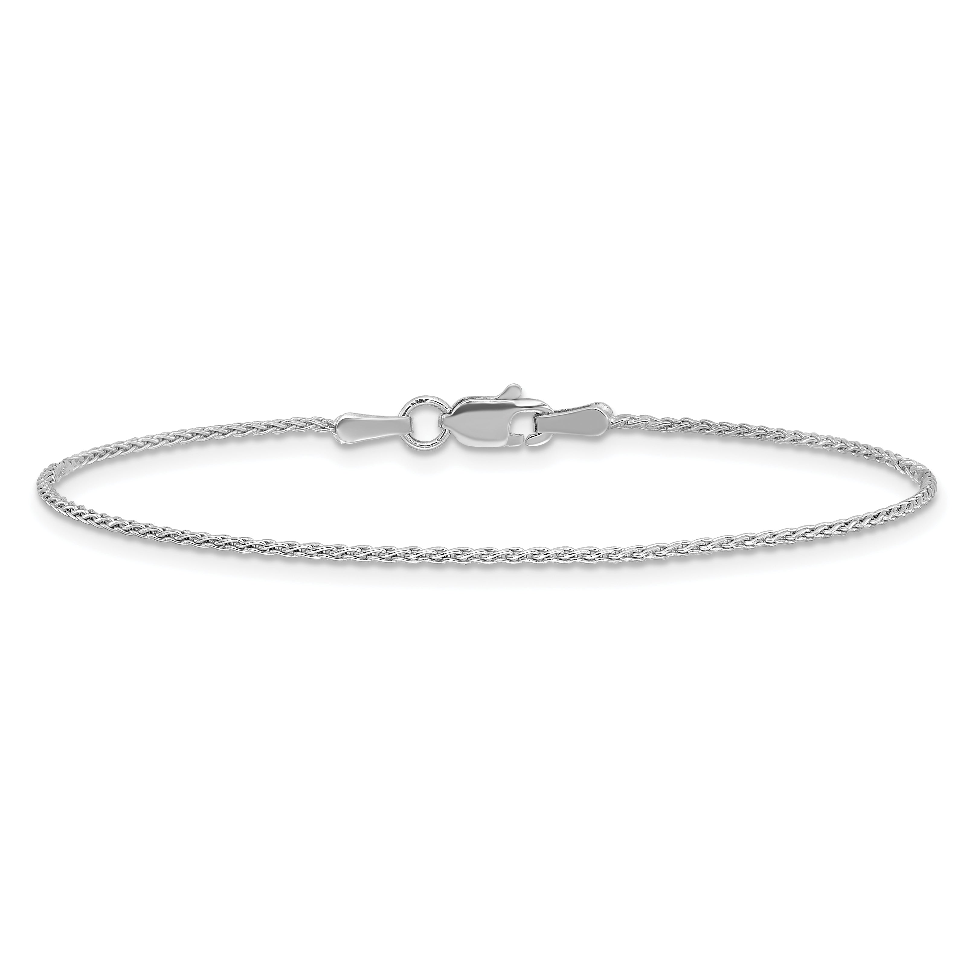 14K White Gold 10 Inch 1.2mm Parisian Wheat With Lobster Clasp Anklet