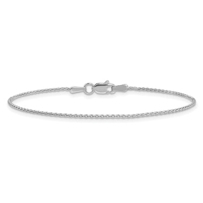 14K White Gold 10 Inch 1.2mm Parisian Wheat With Lobster Clasp Anklet