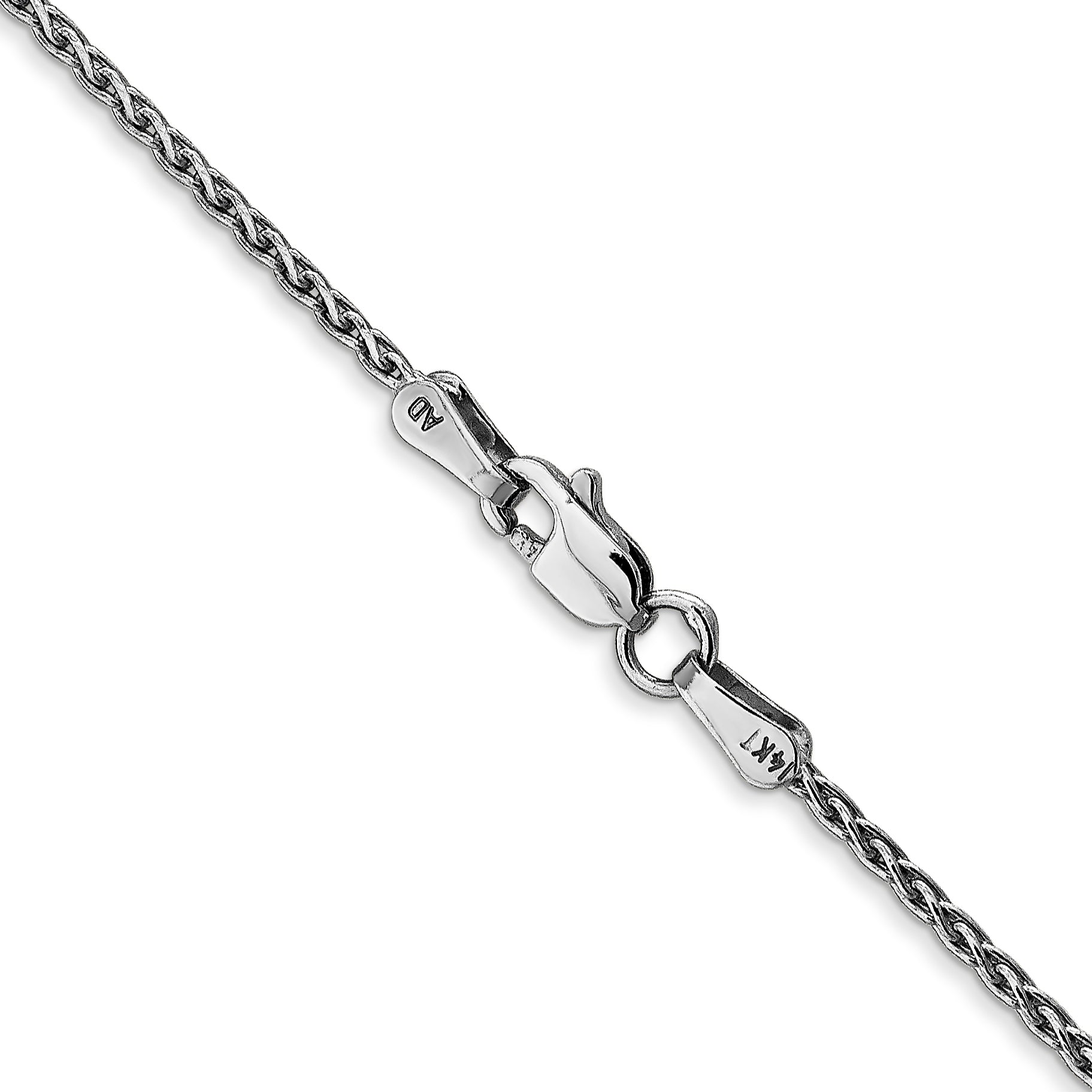 14K White Gold 16 Inch 1.5mm Parisian Wheat With Lobster Clasp Chain Necklace