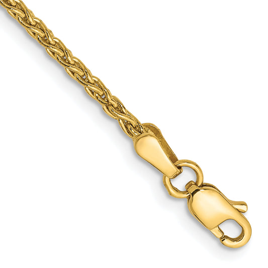 14K Yellow Gold 10 Inch 1.75mm Parisian Wheat With Lobster Clasp Anklet