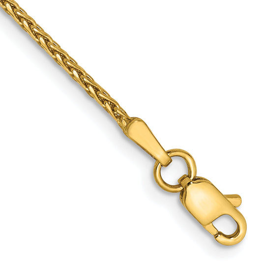 14K Yellow Gold 10 Inch 1.5mm Diamond-Cut Parisian Wheat With Lobster Clasp Anklet