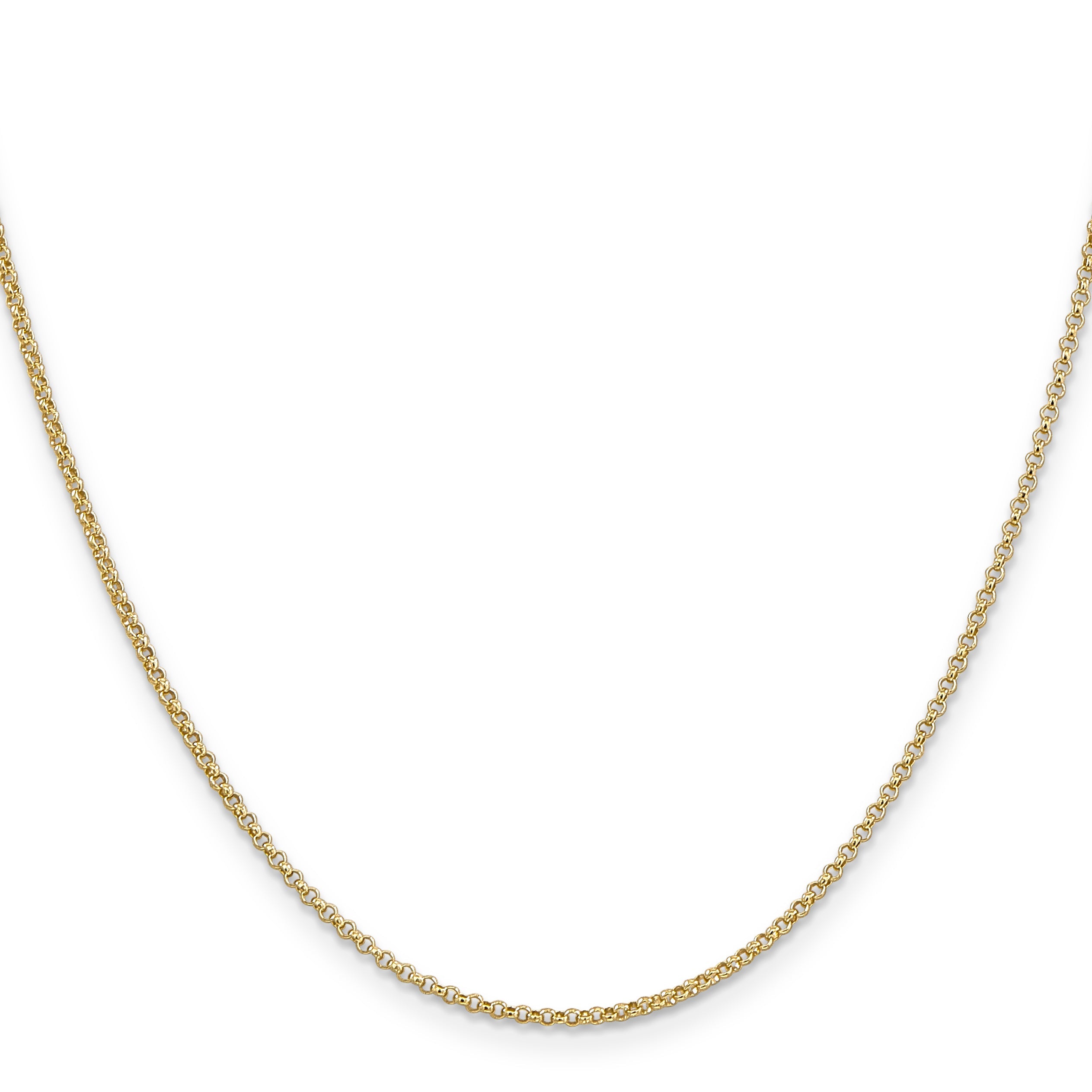 14K Yellow Gold 20 Inch 1.55mm Rolo With Lobster Clasp Pendant Chain Necklace