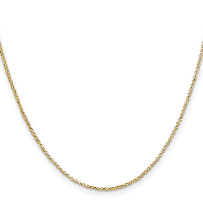 14K Yellow Gold 20 Inch 1.55mm Rolo With Lobster Clasp Pendant Chain Necklace