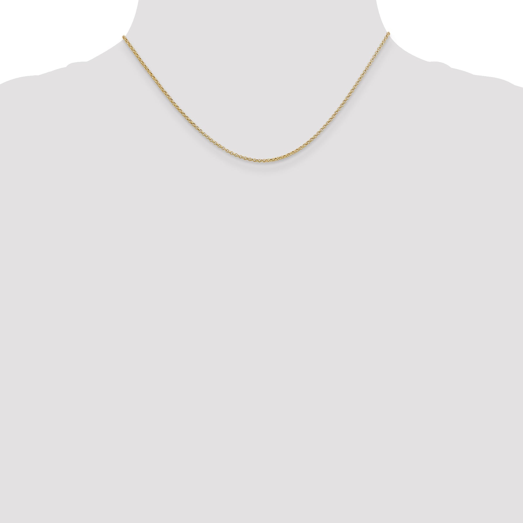 14K Yellow Gold 16 Inch 1.55mm Rolo With Lobster Clasp Pendant Chain Necklace