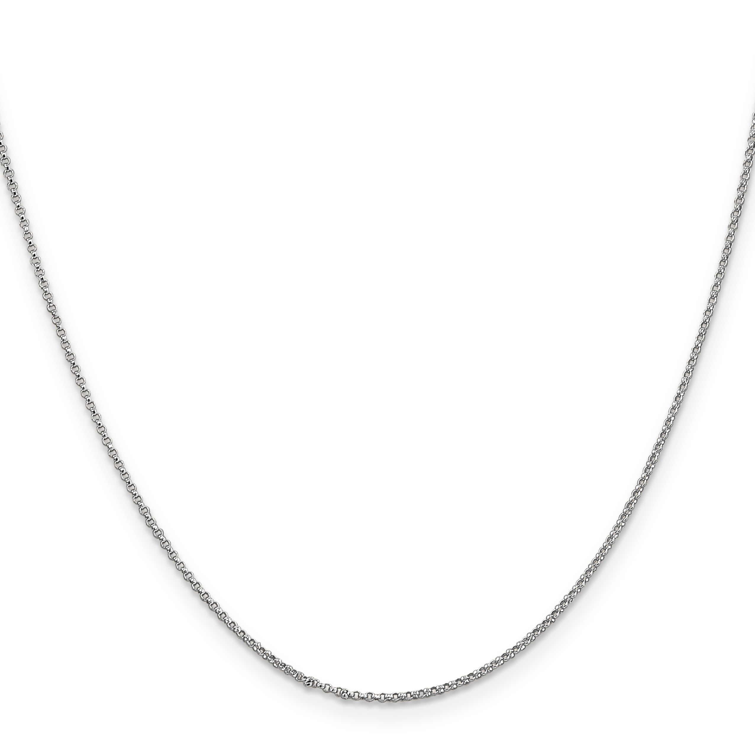 14K White Gold 16 Inch 1.15mm Rolo With Lobster Clasp Pendant Chain Necklace