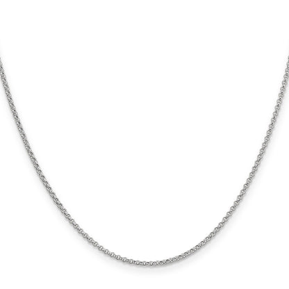 22 Inch 14K White Gold 1.55mm Rolo Pendant Chain Necklace