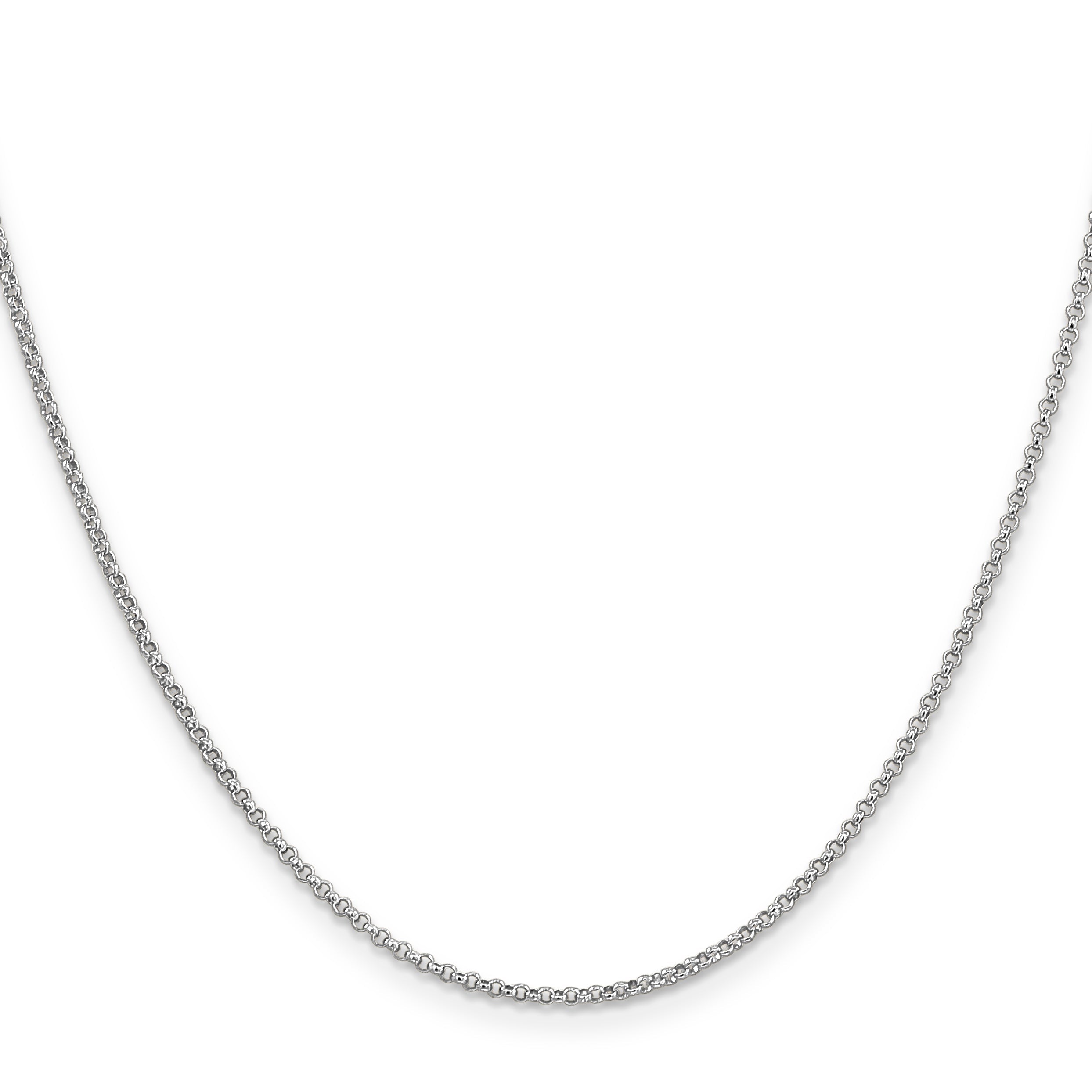 14K White Gold 18 Inch 1.55mm Rolo With Lobster Clasp Pendant Chain Necklace