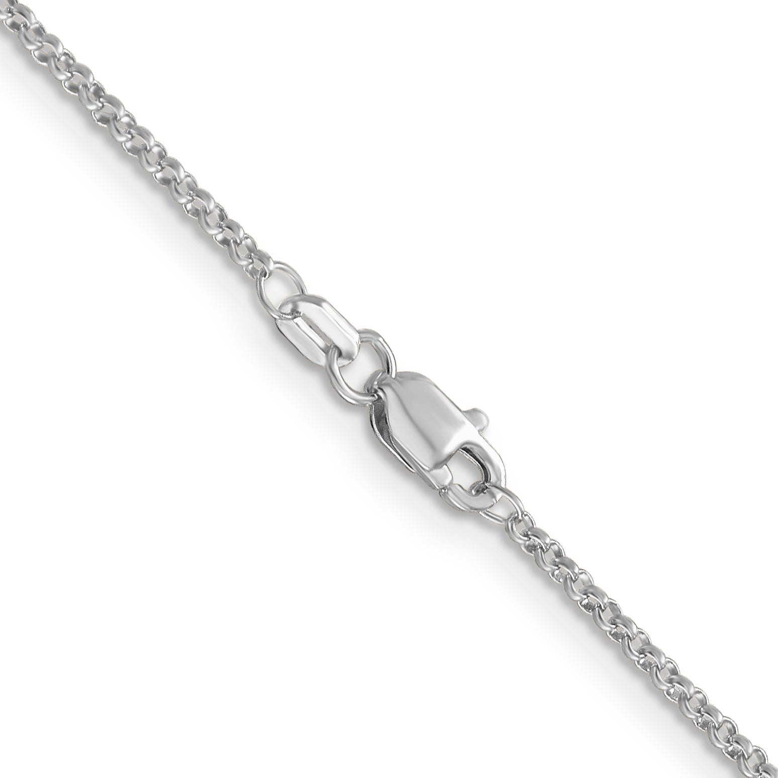 22 Inch 14K White Gold 1.55mm Rolo Pendant Chain Necklace