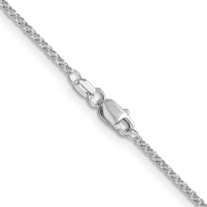 14K White Gold 18 Inch 1.55mm Rolo With Lobster Clasp Pendant Chain Necklace