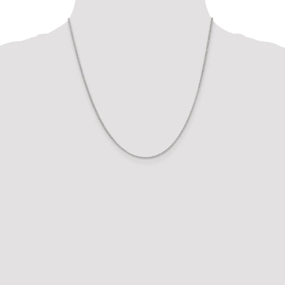 14K White Gold 20 Inch 1.55mm Rolo With Lobster Clasp Pendant Chain Necklace