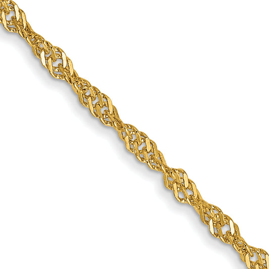 14K Yellow Gold 22 Inch 1.40mm Singapore With Spring Ring Clasp Chain Necklace