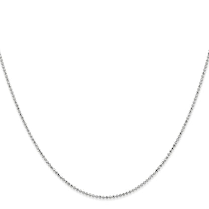 14K White Gold 14 Inch 1.2mm Diamond-Cut Beaded With Lobter Clasp Pendant Chain Necklace