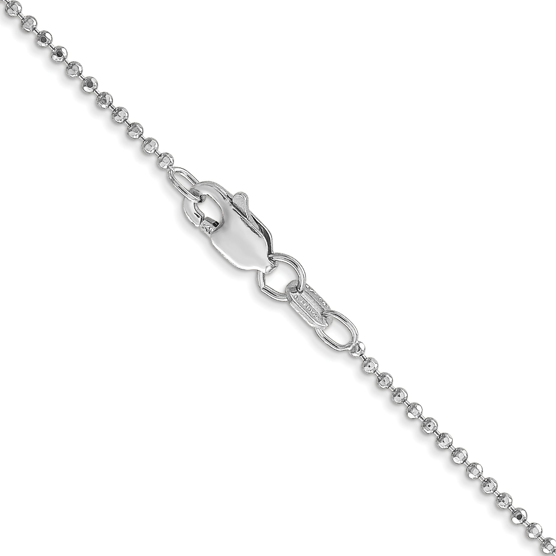 14K White Gold 16 Inch 1.2mm Diamond-Cut Beaded With Lobter Clasp Pendant Chain Necklace