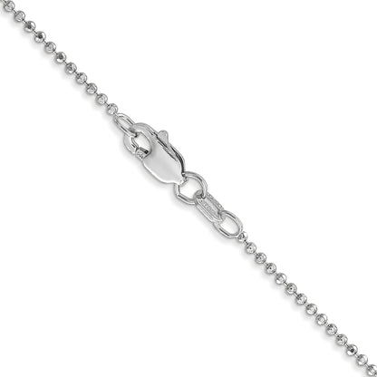 14K White Gold 16 Inch 1.2mm Diamond-Cut Beaded With Lobter Clasp Pendant Chain Necklace