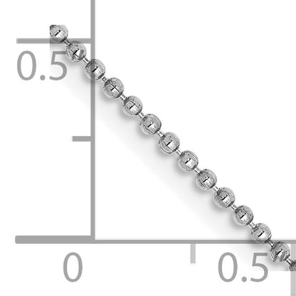 14K White Gold 14 Inch 1.2mm Diamond-Cut Beaded With Lobter Clasp Pendant Chain Necklace