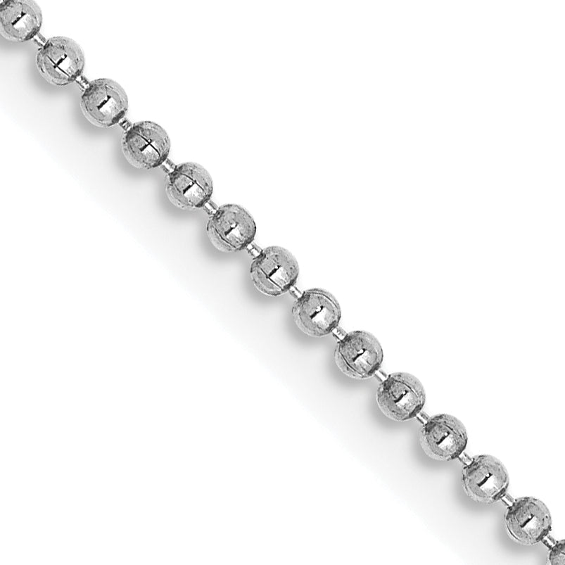 14K White Gold 24 Inch 1.2mm Diamond-Cut Beaded With Lobter Clasp Pendant Chain Necklace