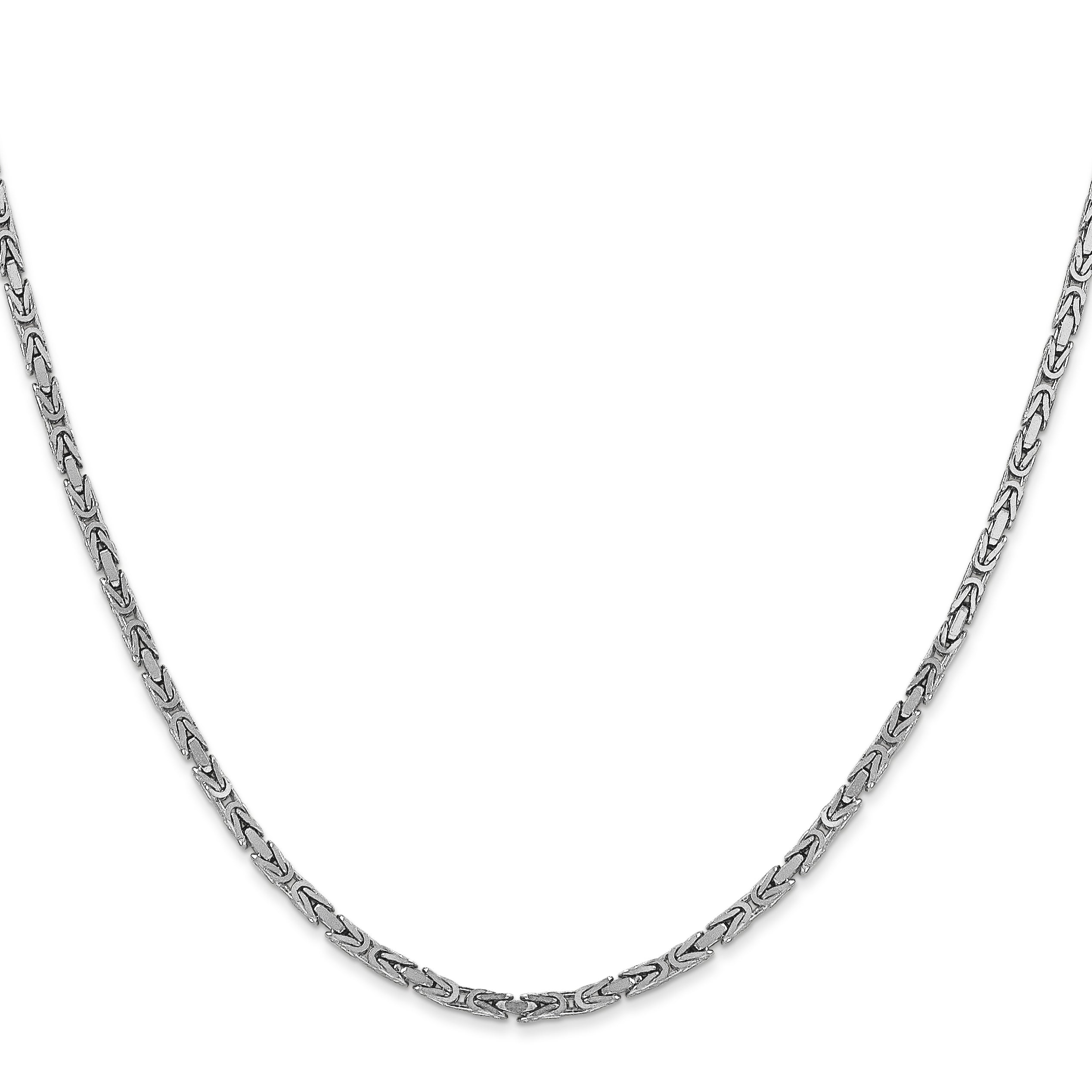 14K White Gold 24 Inch 2mm Byzantine With Lobster Clasp Chain Necklace