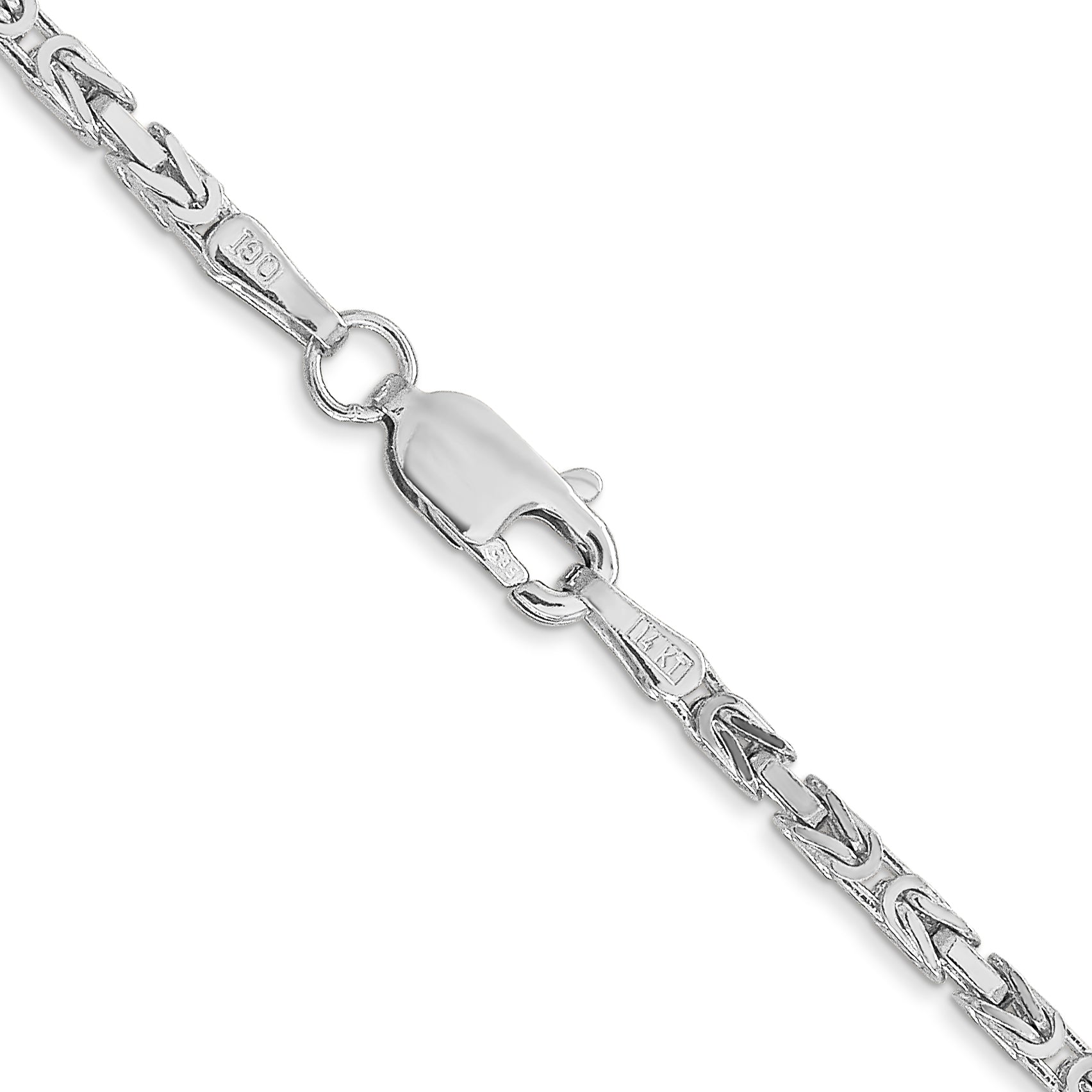 14K White Gold 16 Inch 2mm Byzantine With Lobster Clasp Chain Necklace