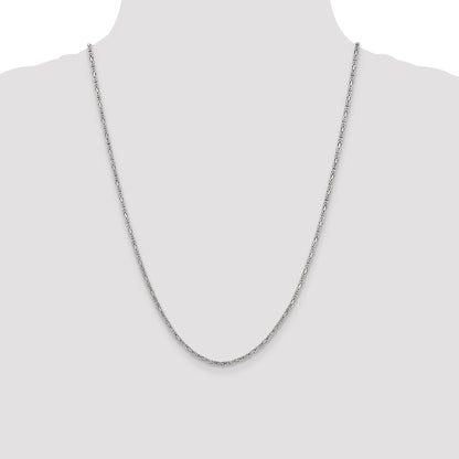 14K White Gold 24 Inch 2mm Byzantine With Lobster Clasp Chain Necklace