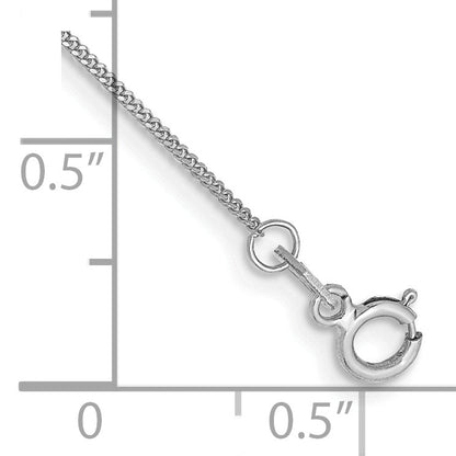 14K White Gold 10 Inch .9mm Curb With Spring Ring Clasp Anklet