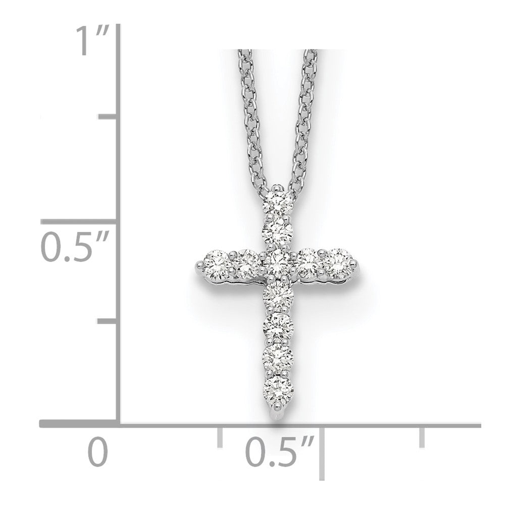 10K White Gold Diamond Cross 18 Inch Necklace